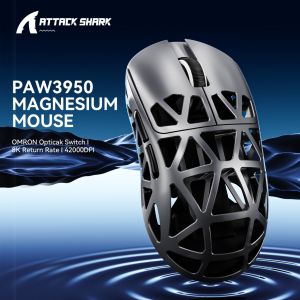 ATTACK SHARK | Attack Shark R2 Magnesium Alloy Gaming Mouse,8000Hz Polling 48g Ultra Light Tri-Mode Wireless&BT PAW3950Max Sensor,DPI 42000