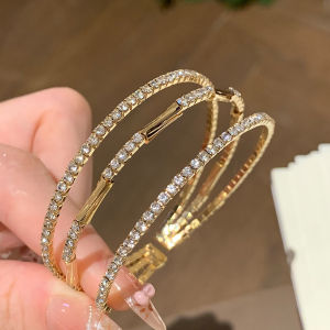 Korean Style Full Diamond Bracelet Layered Elegant Minimalist Open Hand Ring Womens Fashion Jewelry Silver Town Brand