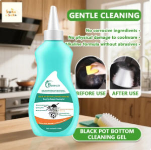 Black Pot Bottom Cleaning Gel! Effortlessly Remove Stubborn Burnt Stains Grease & Soot | No Scratch Formula Works on Pots Pans & Stoves