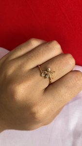 Cincin Fashion Wanita Model Bunga Cincin Mata emas gold CX410