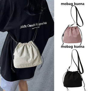 Canvas Bucket Bag Womens Crossbody Sports Nylon Mobile Phone Bag Drawstring Portable Autumn Winter New Style for Men And Women