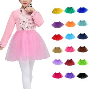 Multicolor Short transparent ballet Petticoat Tulle Skirts Womens Girls Elastic 3 Layers Kids Tutu Skirt Underskirt Rockabilly
