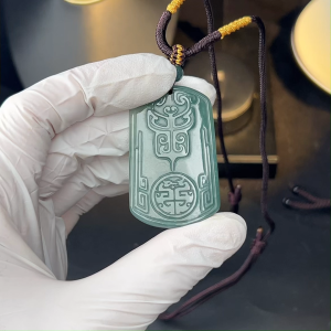 TIMESWIND Natural Authentic A-type Jade Mythical Beast-Face Plaque Pendant Women Men Lucky Necklace for Gift with Certificate