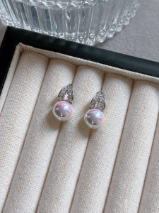 YISHU | Elegant Pearl and Diamond Earrings Sterling Silver