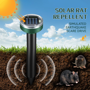 Solar Mole Repeller Solar Powered Ultrasonic Rat Mouse Buzz Snake Repellent Waterproof Animal Repellers for Garden Tools