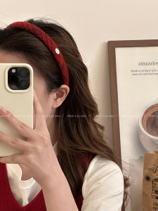 Red Plaid Festival Atmosphere Hairband Womens New 2025 High-End Retro Hair Clip New Year Celebration Headwear Accessories