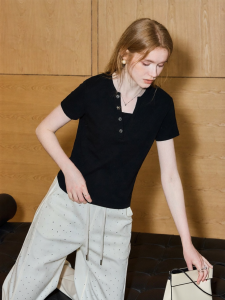 KUHNMARVIN | Áo Thun Henley Cổ Co Dãn