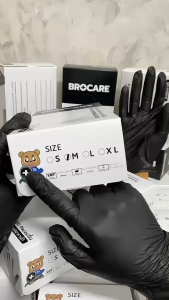 ถุงมือยางไนไตร สีดำ Brocare ไม่มีแป้ง ถุงมือทำอาหาร ถุงมืออาหาร ทนน้ำมัน พร้อมส่งราคาถูก