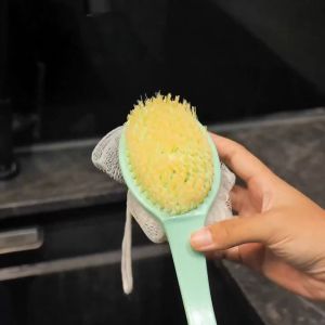 【KF】Sikat Punggung Gagang Panjang Spons Mandi 2in1 / Shower Puff 2 Sisi