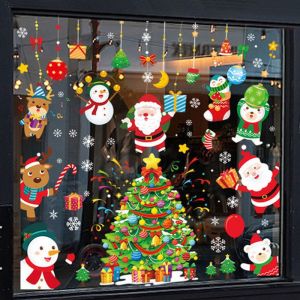 Decal trang trí noel dán cửa kínhdecor giáng sinh - HÍT TĨNH ĐIỆN 2 MẶT in sắc nét Mẫu Ghép NL028
