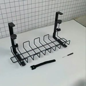 Under Desk Cable Organizer Under The Table Wire Management Rack 35/40/58cm No Drill Carbon Steel Desk Cable Organizers
