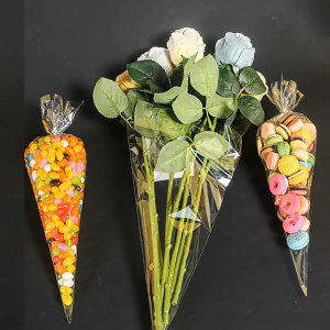 100Pcs Cone Bag Candy Bag Clear OPP Plastic Triangle Pouch For Cookies Popcorn Storage And Handmade Treat Packaging