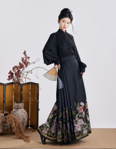 New Chinese Style Wedding Dress Jinhua Si Original Hanfu Heavy Work Weaving Gold Makeup Horse Tail Skirt Womens Shirt