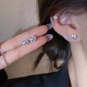 Corinna Zircon Earrings Trendy Versatile Stainless Steel Earrings Non Removable Earrings