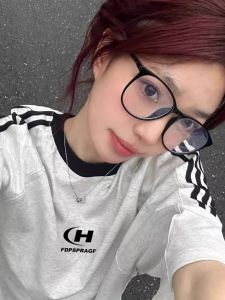 Summer Loose Womens Cotton T-shirt Shoulder Insert Half Sleeve Printed round Neck Short Sleeve Retro American Style Top