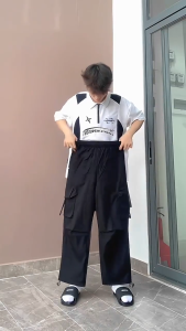 (QUÀ LÀ GÓI DẦU GỘI TỪ SHOP CHUYÊN) Quần kaki ống rộng túi hộp Nam nữ Hàn Quốcquần jogger lưng chun có dây rútnhiều màu cá tính