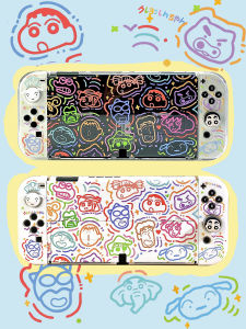 Qile Nintendo Switch Protective Case Cartoon Doodle Oled Hard Shell Handle Base Soft Silicone Cover for Switch Games Accessories