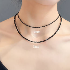 Natural Black Sharp Crystal Long Necklace Fashion Simple Jewelry Versatile Style Stackable Black Long Necklace Non-fading