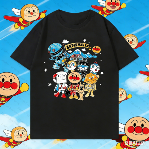 Bandai | Vintage A-Anpanman Friends Print T Shirt Harajuku Streetwear Funny Cartoon Crewneck Tops for Mens YK2 Shirts Woman t-shirts
