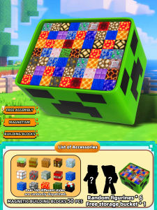 Magnetic building blocks toy storage box set ，DIY assembly toys for children - building blocks for playing with tables