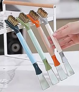 Kitchen Cleaning Wire Brush 3 in 1 Gas Stove Brush with Spatula Heavy Duty Wire Brush Household Sanitary Corner Wall Joint Cleaning Wire Brush