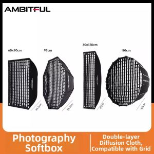 AMBITFUL | Bộ Chỉnh Sáng Softbox Hình Bát Giác Cấu Trúc Lưới Gắn Nhanh Bowens Đèn Mềm Sâu
