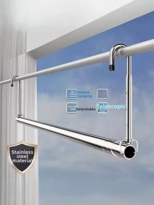 Micoe | Stainless Steel Adjustable No-Drilling Required Telescopic Clothes Drying Rod