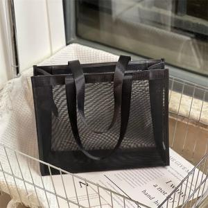 Transparent Mesh Bag Portable Beach Bag Travel Storage Shoulder Tote Shopping Bag Wash Bag Simple Design PVC Material