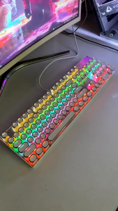 Bàn Phím Cơ Nút Tròn Keycap Xuyên Led Màu Trắng T-Wolf T75 Led Rgb Bàn Phím Gaming Máy Tính Laptop Có Dây.