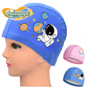 Aoduoyaya Kids Swimming Caps Cartoon Elastic Waterproof Swim Cap Ear Protective Cloth Topi Renang Budak Kanak