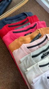 Kaos Polos Lengan Panjang Inner Basictee: Rib Salur Rajut Katun Wafer