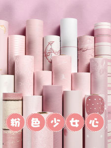 Pink Girls Bedroom Wall Stickers Self Adhesive Decorative Waterproof Desktop Dormitory Decoration PVC Plant Floral Pattern