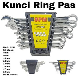 Kunci Ring Pas Set 8pcs SPM Made in india Kombinasi 8-19mm