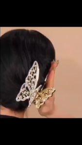 Jepit Rambut Korea Bahan Alloy 9.5cm Model Kupu Kupu Aksen Permata Mutiara Jedai Logam HCM011