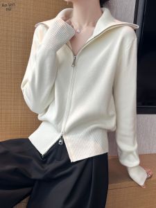 BALANYANG | Áo Cardigan Len Trắng Cổ Lớn Phong Cách Vintage