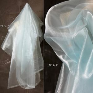 Vải Ogeen Nhung Cứng Màu Xanh Lam Bóng Mờ Mỏng Cho Váy Cưới Thời Trang Trang Phục Sinh Nhật Vải Thiết Kế Chất Liệu Thủ Công