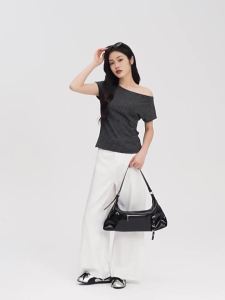 SANFU | Casual Striped Off-shoulder Fitted Summer New T-shirt