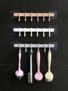 Wall Corner Strong Adhesive Hook Kitchen Wall Hanging 6 Row Hook Bathroom Corner Nail-Free Seaml

