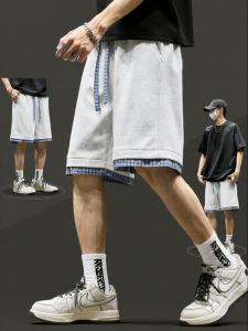 SZON | American Contrast Color Padded Two-piece Loose Big-size Sport Shorts