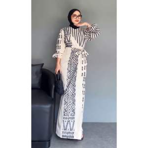 Set Couple Tenun Marlin Dress White baju kondangan prewedding pria wanita terlaris style korean