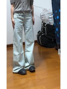 กางเกงยีนส์ทรงตรงเอวต่ำสีฟ้าอ่อน กางเกงยีนส์ทรงหลวมสำหรับผู้หญิง กางเกงขายาวยาวถึงข้อเท้า ฤดูใบไม้ผลิ ฤดูร้อน ฤดูใบไม้ร่วง ฤดูหนาว