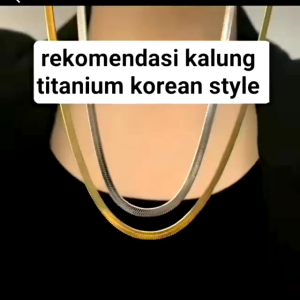 Kalung Titanium Model Pipih Anti Karat Anti Luntur