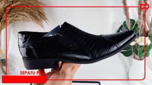 NEFF / Sepatu formal pria kulit / Sepatu pantofel dinas kerja kantor / Hitam mengkilat TFC 393