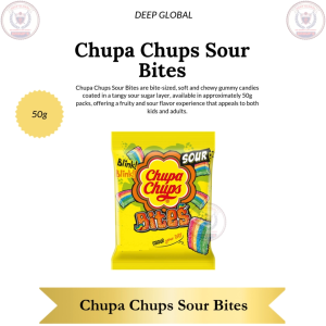 Chupa Chups Sour Bites 50g - Bite-Sized Soft & Chewy Gummy Candies with Tangy Sour Sugar Layer for Kids & Adults