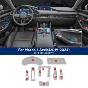 Car Interior TPU Protector Anti-scratch Film For Mazda 3 Axela 2019-24 Auto Protective Transparent Anti-tear Stickers Accessorie