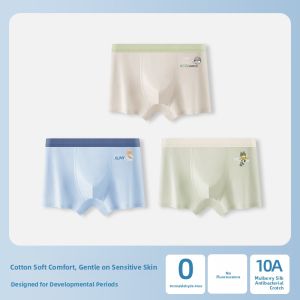 Miiow | Antibacterial Boys Underwear Catman Teenage Development Period Four Corner Shorts Middle Large Children Male Briefs Breathable