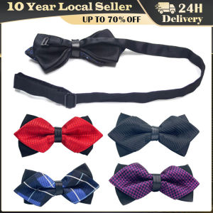 Wedding Bowtie Solid Color Bow Tie for Women Men Butterfly Ladies Bow Knot Adult Satin Bow Ties Cravats Groomsmen Bowties Red Brown Green Bowtie For Men British Style Double-layered Bowknot Wedding Party Tuxedo Butterfly Polyester Cravat