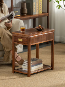 เคาน์เตอร์โต๊ะรองเท้าหนังสือสไตล์ย้อนยุคแบบไม้แท้สำหรับห้องนั่งเล่นและโซฟา ชั้นวางของแบบมีช่องเก็บข้อมูล