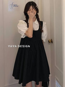 Áo Sơ Mi Tay Bồng Cổ Polo Mùa Hè Phong Cách Mới Cổ Điển Dành Cho Nữ Váy Hai Mảnh Váy Ngắn Cạp Rộng Chất Liệu Polyester