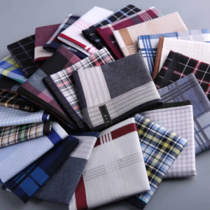 6pcs/12pcs Random Men Fashion Handkerchief Assorted Color Per Pack Checkered And Plain Handkerchief For Men